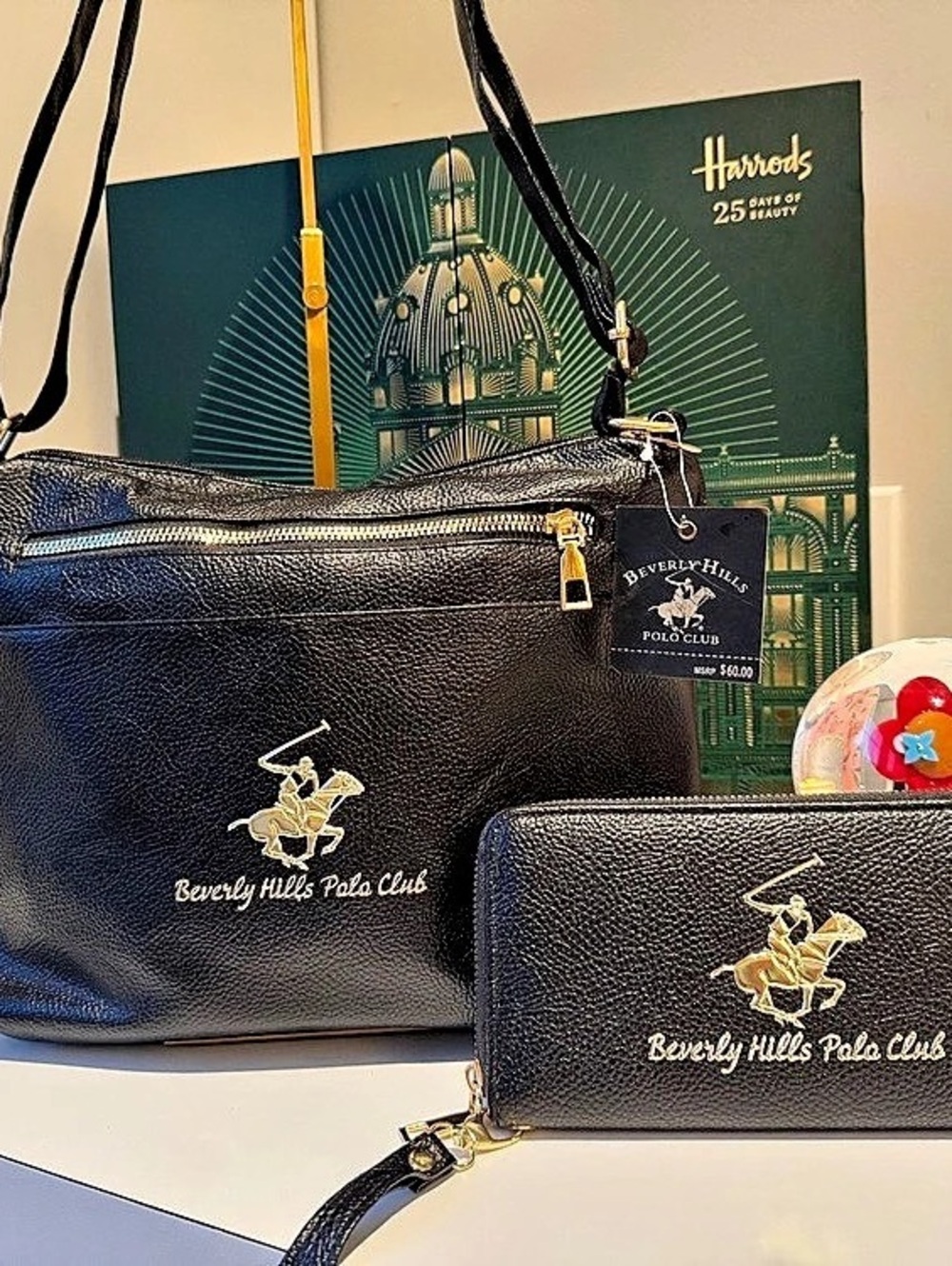 Beverly Hills Polo Club sleek Black and Gold Crossbody Bag NWT GORGE! - Picture 12 of 12